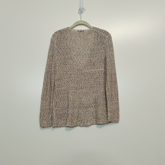 Zara Knits white & colorful variegated knit v neck pullover sweater - Picture 3 of 10